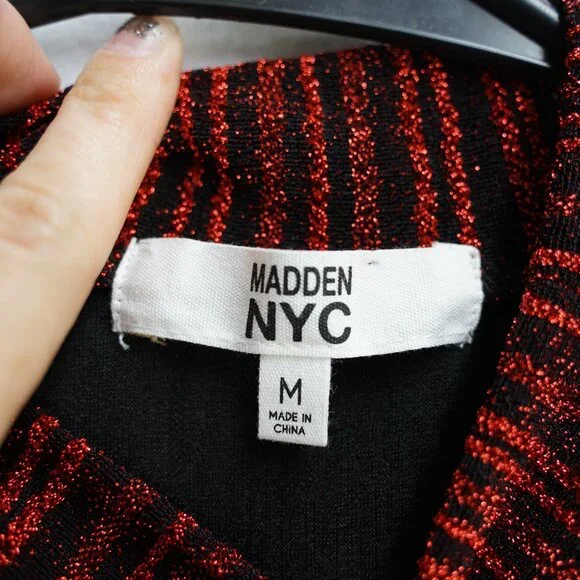 Women's Madden NYC Sparkly Red Crop Top, Size Medium - Picture 3 of 3